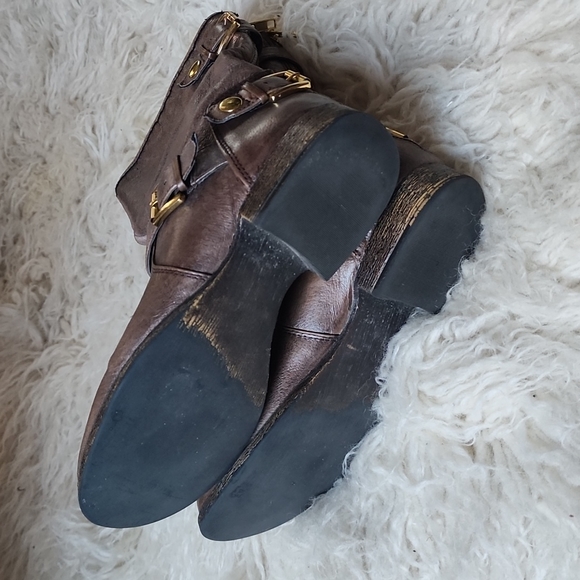 NEW! STEVE MADDEN Engage Leather Moto Booties Weathered Brown Boots - Picture 9 of 15